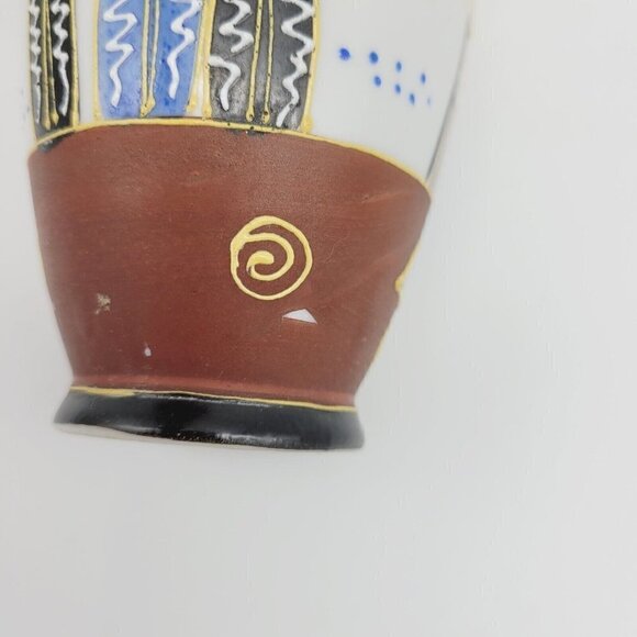 Vintage Japanese Satsuma Moriage 5" Porcelain Vase Hand Painted Raised Design - Picture 9 of 11